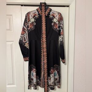 MNM Fashion Black and Multicolor Long Sleeve Dress